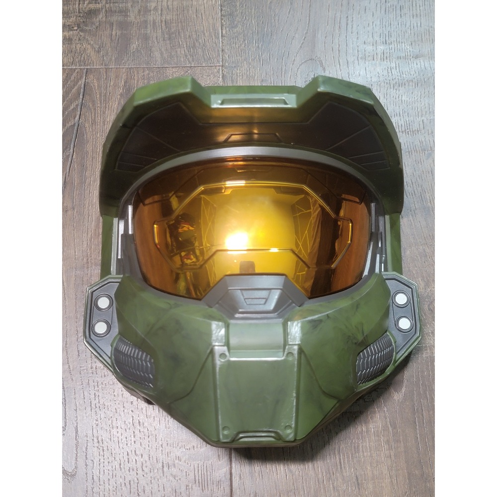 Halo Master Chief Costume Mask Disguise 2023 Microsoft Spartan Green Gold Visor